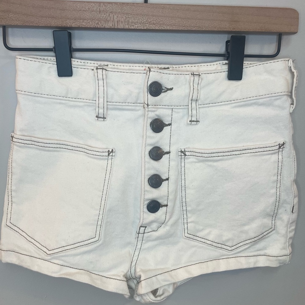 We the Free Bridgette white Denim high rise jean shorts